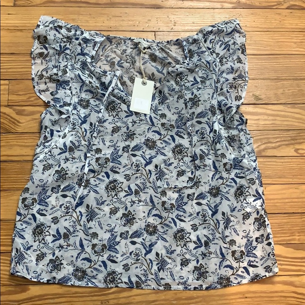 NWT Lucky Brand Jeans Blue Peasant Top
